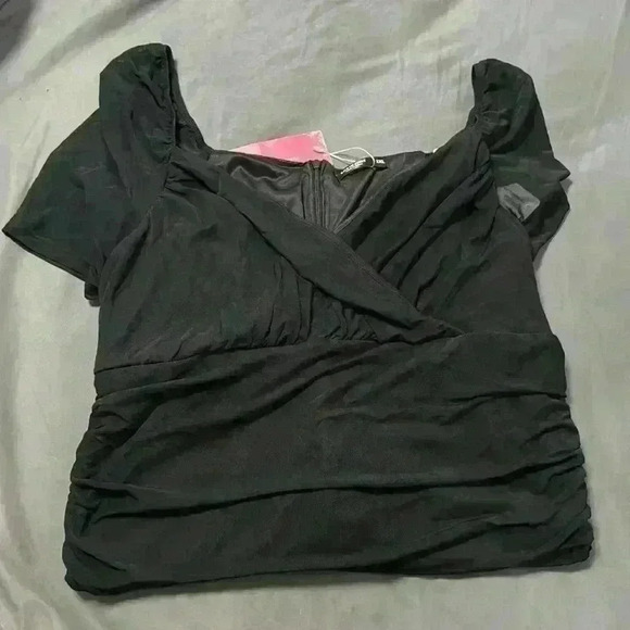 Black Ruched Mesh Dress - Picture 5 of 5